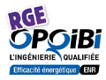 Logo OPQiBi : L'ingénierie qualifiée, efficacité énergétique, ENR 